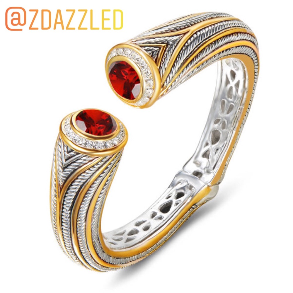 Red Crystal Open Bangle Bracelet New